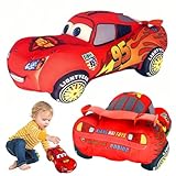 tyokas Auto Plüschtiere Blitz Plüschtier Cars Kuscheltie Kinderspielzeug 25CM Karikatur Auto Rennfahrer Plüschpuppe Perfekt für Kinder zum Spielen, Sammeln und Kuscheln