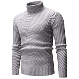 ZACOLLAN Sweater Herren Weich Komfortabel Warm Basic Sweater Herren Casual Mode Einfarbig Knit Sweater Herren Jugend Klassisch All-Match Langarm Sweater Herren D-Grey L