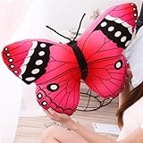 Herfair Schön Schmetterling Kissen Realistisch Schmetterling Plüschtier Flauschiges Stofftier Kissen Tier Plüschkissen Spielzeug Geschenk gefüllt für Kinder Erwachsene (Rosa,40x30cm)