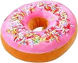 Maomoto 3D-Donut-Kissen, weiches rundes Donut-Kissen, Plüsch, gefüllt, Donut-Kuchenkissen, Lebensmittel, gefülltes Dekokissen für Heimdekoration, Kindergeschenk, 40 cm (Rosa)