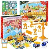 Adventskalender 2025 Kinder Jungen, Adventskalender Auto Baustelle Spielzeug Ingenieurfahrzeuge Bagger Weihnachtskalender, 24 Tage Weihnachts Countdown Kalender Geschenke für Jungen Mädchen