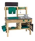 Hape Nature Fun Outdoor Spielküche mit viel Zubehör aus Holz und pflanzlichem Kunststoff, Matschküche ab 3 Jahren