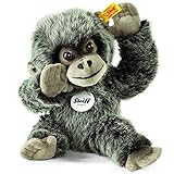 Steiff Boogie Gorilla Baby - 25 cm - Kuscheltier für Kinder - Plüschaffe - weich & waschbar - grau gespitzt (062292)