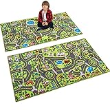 JOYIN 2 Kinder Teppich Spielmatten (80x150cm), Jumbo Spielteppich Stadt, Straßenverkehrsspielmatte, Kinder Teppich Spielfläche Teppich & Lerngeschenk für Kinder Schlafzimmer und Spielzimmer