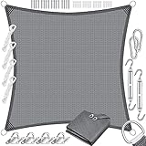 KESSER® Sonnensegel Sonnenschutz Windschutz | HDPE Gewebe | wasserabweisend & windabweisend | Quadrat 2x2m | 5-Fach quer vernäht robust & stabil Schattenspender Garten Balkon Terrasse Grau