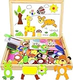 COOLJOY Magnetspiel Spielzeug ab 3 Jahre | Magnettafel Kinder Kinderspielzeug ab 3 Jahre | Holzpuzzles mit Doppelseitiger Tafel | Spielzeug ab 2 3 Jahre Mädchen und Jungen