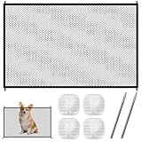 Türgitter Ohne Bohren 110 x 72 cm mit 4 Klebehaken und 2 Teleskopstangen,Treppenschutzgitter Hund, Treppenschutz, Tierschutzgitter für Treppen, Flure, Küchen, Drinnen, Innen- und Außenbereich