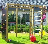 XXL Klettergerüst 2,4m Kletterturm mit Kletternetz Reckstange Kletterwand Leiter