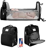Wickelrucksack Groß mit Faltbarem Babybett – Multifunktionale Reisewindeltasche mit Großer Kapazität, Mobiler Wickelauflage & Praktischen Babytaschen | Ideal für Unterwegs, Camping und Reisen