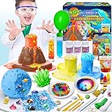 UNGLINGA 50+ Wissenschaft Experimente Kit für Kinder Alter 4-6-8-12, STEM Aktivitäten Wissenschaftler Spielzeug Geschenke für Jungen Mädchen Chemie Set, Edelstein Ausgrabung, Vulkan, Kristalle Züchten