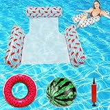 Mineup 4 Stück Luftmatratze Pool, Aufblasbare Wasserhängematte mit Schwimmring und Strandball, Pool Schwimmbett, Aufblasbares Schwimmbett, Pool Zubehör Spaß für Erwachsene Kinder