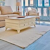 Jarapa Home Weißer Teppich, groß, Handgefertigt aus natürlicher Baumwolle,dekorativ, für Wohnzimmer, Küche, Schlafzimmer und Flur. Kurzflorig, weich und maschinenwaschbar (170x240 cm)
