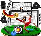 KESSER® Fußballtor Kinder Pop-Up 2er Set | Fußball-Tore Faltbar mit Glasfaserstangen & hochwertigen Tornetzen für Indoor, Outdoor & Garten | Mit Transporttasche Hütchen Ballpumpe Zielscheibe Schwarz