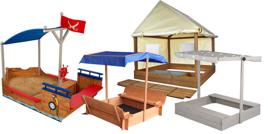 Sandkasten mit Deckel und Sonnensegel Dach Spielhaus Sandbox Sandkiste Holz 
