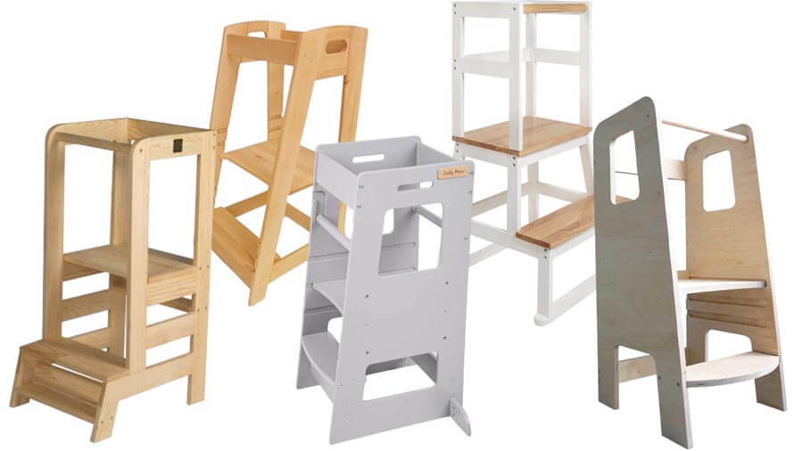 Learning Tower Lernturm Montessori Wandelbar Stuhl Tisch Bio Qualität Made in EU 