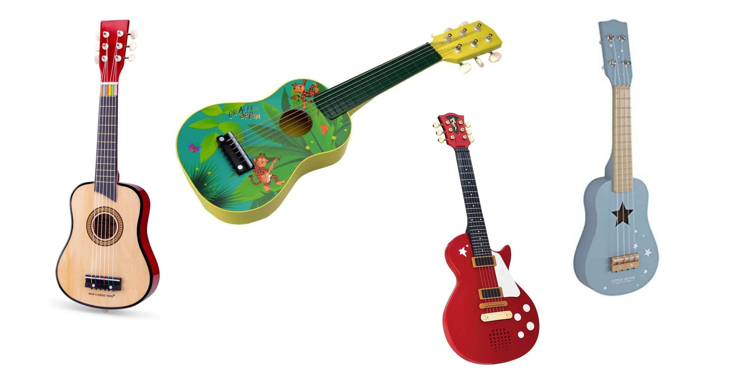Gitarre Kinder Spielzeug 55 cm lang mit 4 echten Saiten Braun 8539 von Alsino 